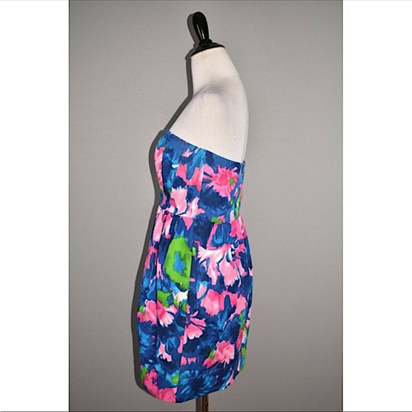 Shoshanna Strapless Mini Dress in Floral Watercolor Print - Picture 5 of 9